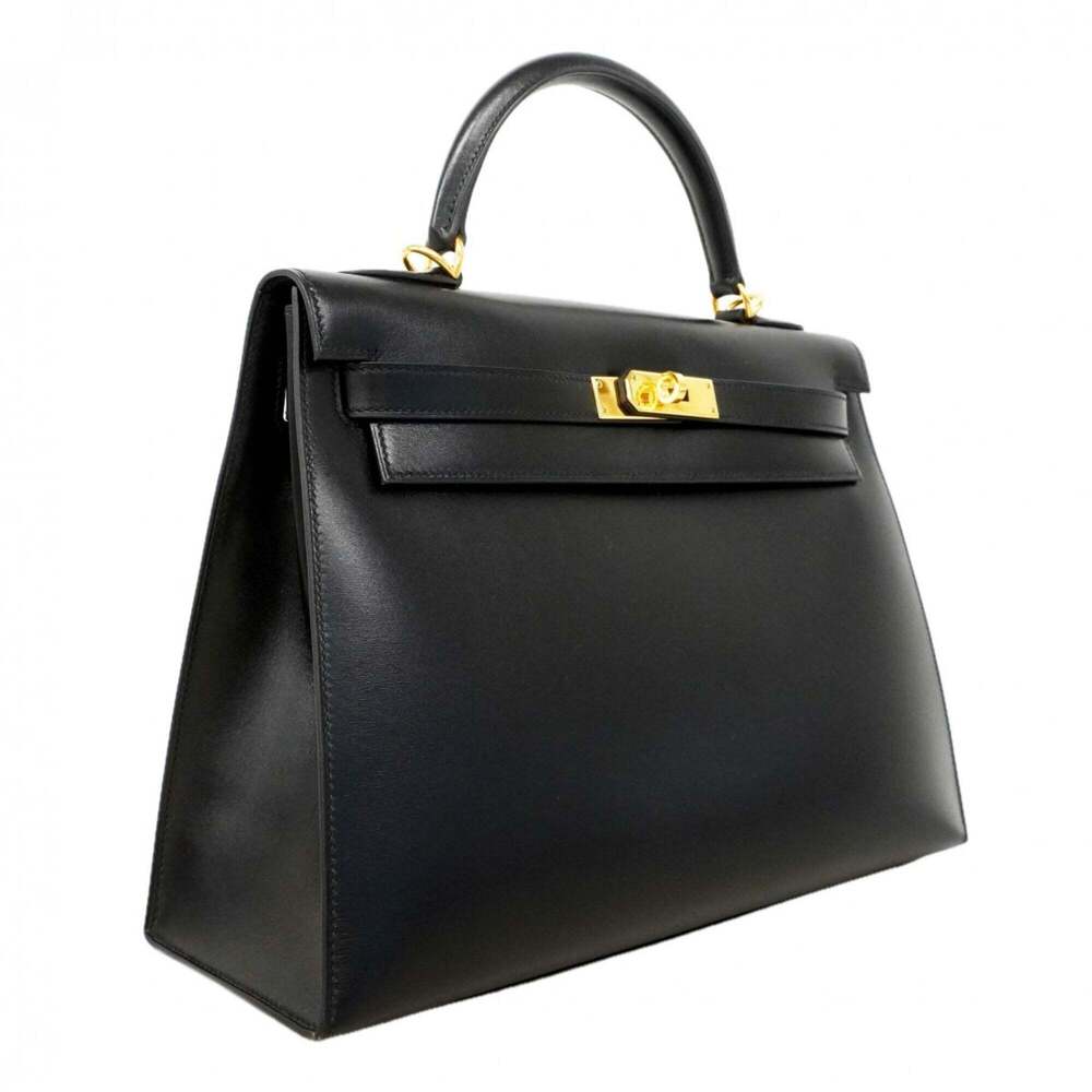 Hermes Kelly 32 Handbag, Box Calf Leather, Black, □J Stamp, Women's, P2683149 - Picture 2 of 11